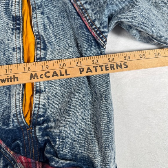 Vintage Current Seen‎ 80s Acid Wash Denim Jacket Plaid Lining Size M - Picture 9 of 11